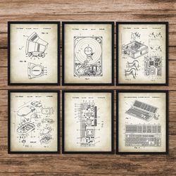 Set of 6 Computer Patent, computer decor, computer print, patent decor, blueprint poster, geek gifts, office wall art, DIGITAL DOWNLOAD