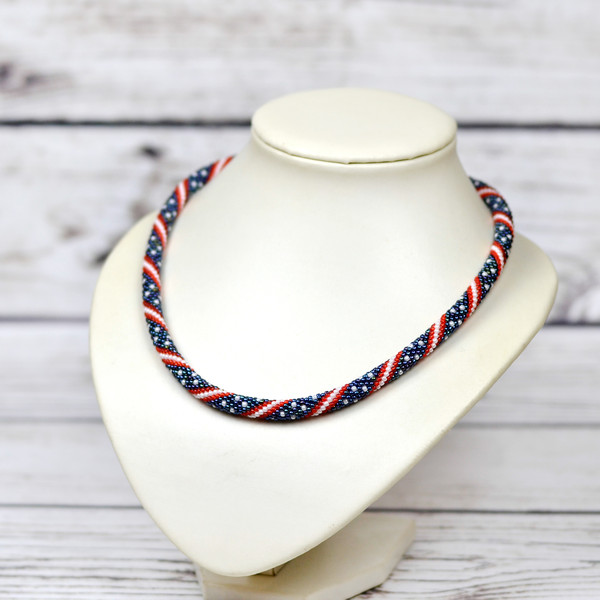 red white blue necklace