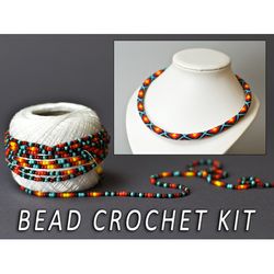 Make your own, Bead crochet kit, DIY Kit Modern Necklace, Do It Yourself, Gift for Wife, Jewelry Making Kit, Beading Kit DIY Necklace, Kit DIY Jewelry