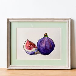 figs original painting home decor watercolor artwork fruit painting