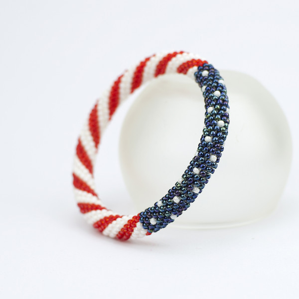 Patriotic beaded handmade bracelet