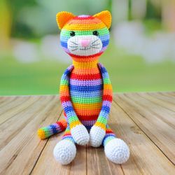 rainbow cat,cat toy,colorful cat,plush toy,handmade toy,toys for kids,soft cat