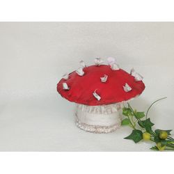 Red mushroom, Alice in Wonderland decor, hidden storage