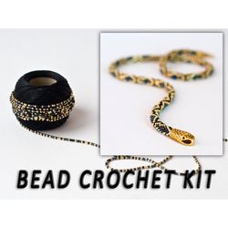 Bead crochet kit ouroboros necklace, Kit to make beaded necklace, DIY jewelry kits for adults
