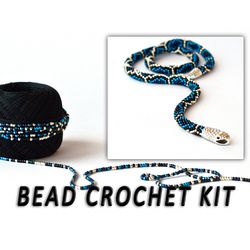 Bead crochet kit snake necklace, Kit to make beaded necklace, DIY necklace craft kit