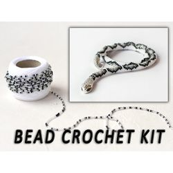 Bead crochet kit serpent necklace, Kit to make beaded necklace, Craft kits for adults jewelry