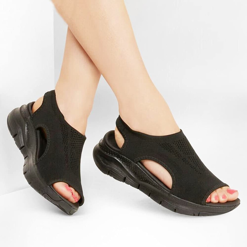 Woman enjoying a walk wearing supportive sandals for women