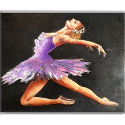 Dancing girl painting, Ballerina oil painting, Framed art, White frame, 'S Day Birthday Gift Valentine's Day Painting