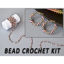 Bead crochet kit hoop earrings, jewelry diy kit, PDF crochet pattern, make beaded earrings, Jewelry making ideas