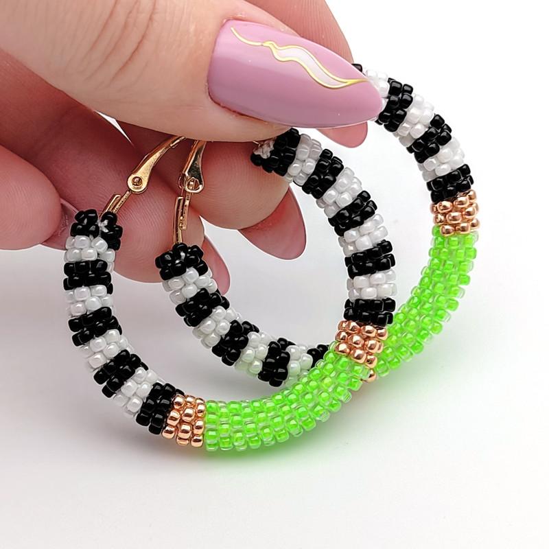 Lime green hoop earrings 1.6"