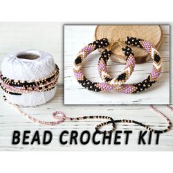 Bead crochet kit, Diy kits for teens, Bead hoop earrings, Diy kits for adults, Jewelry making kit, Crochet earrings kit