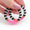 Pink beaded hoop earrings 1.6"