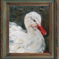 White bird painting with swan - unique collection painting design - gift for Mom