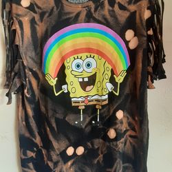 SpongeBob rainbow bleached tank top