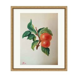 Botanical painting with citrus branch - unique illustration painting for home