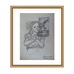 Handmade unique portrait paintings for childrens room decor-gifts for girls