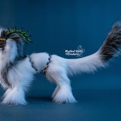 fantasy creatures, dragon spirit toy, ooak, pets toys from home decor, polimer clay and faux fur, features