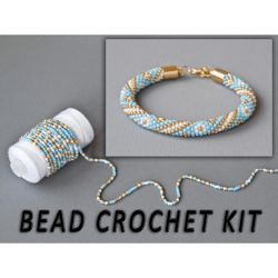bead crochet kit bracelet, diy jewelry kit, make your own, adult craft kit, pdf crochet pattern, handmade bracelets diy, at home diy