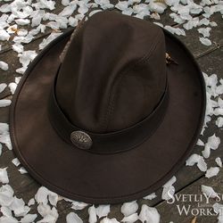 READY TO SHIP - Fedora Leather Hat - Indiana / leather fedora 56 cm / western hat