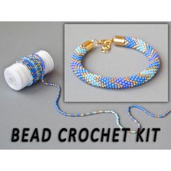 Beaded bracelet diy, Bracelet making kit, Diy jewelry kit, Craft kit for adults, Do it yourself kit, crochet with beads