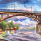 Watercolor painting. The bridge over the river with the ships.jpg