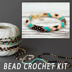 jewelry making kit, bead crochet kit, beading kit diy bracelet