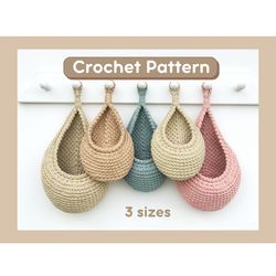 PATTERN, PDF crochet pattern, crochet teardrop basket DIY, easy crochet pattern for beginners