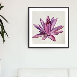 Summer Water lily - lotus , Oriental Chinese Feng Shui Decor , watercolor art