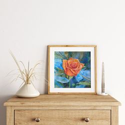 Orange rose- Home Decor, Wall Arts, Nordic Prints, Flower ,Rose, original art