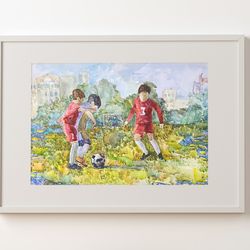 football watercolor painting - home decor,wall art,nordic paintings,hostel