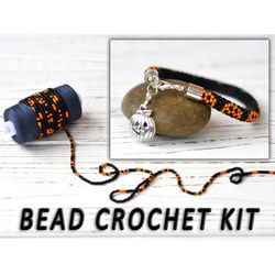 Diy kit, Bead crochet pumpkin bracelet, Halloween bracelet diy, Thanksgiving Day