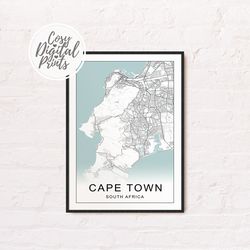 Cape Town DIGITAL Map Print | Cape Town DIGITAL DOWNLOAD Map | Cape Town Printable Map |  Cape Town Wall Art Map
