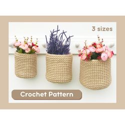 PATTERN, PDF crochet pattern, crochet hanging storage basket pattern