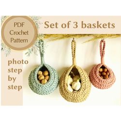 PATTERN, PDF crochet pattern, crochet hanging storage basket DIY
