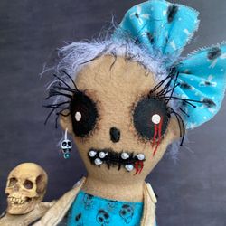 Halloween doll . Creepy rag doll for Halloween home decor . Cloth doll for Halloween gift . Gothmas . Creepmas .