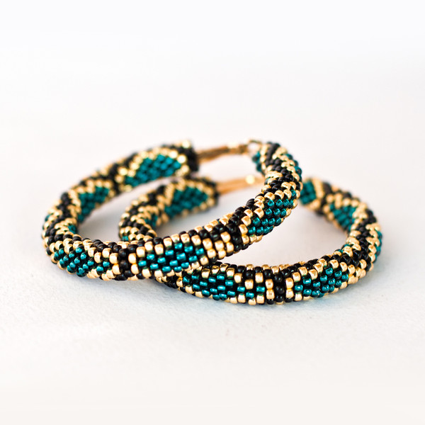 Turquoise snake hoop earrings