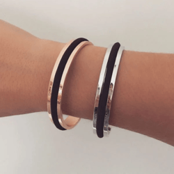 Stainless steel bangle with elastic for hair tie - Dual function bracelet