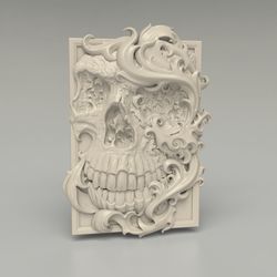 3D Model STL CNC Router file 3dprintable Gothic Skull panel