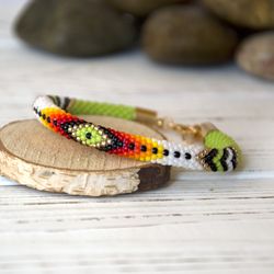 Native america style beaded bracelet, Bead crochet bracelet, Summer bracelet