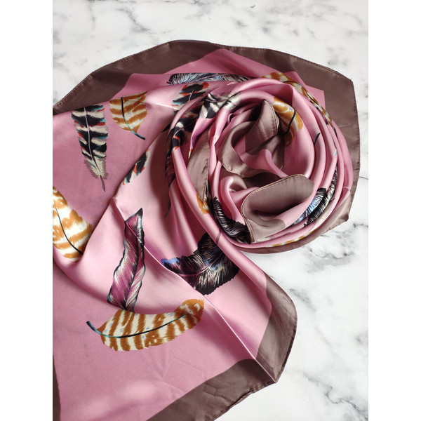 square silk scarf pink