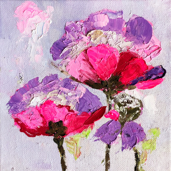 pink flower oil painting