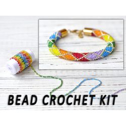 Bead crochet DIY kit rainbow bracelet, colorful bracelet making kit for adults
