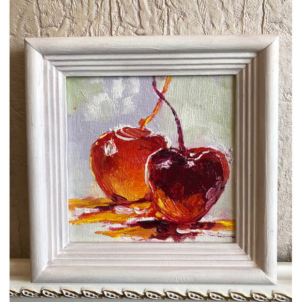 red berries framed painting