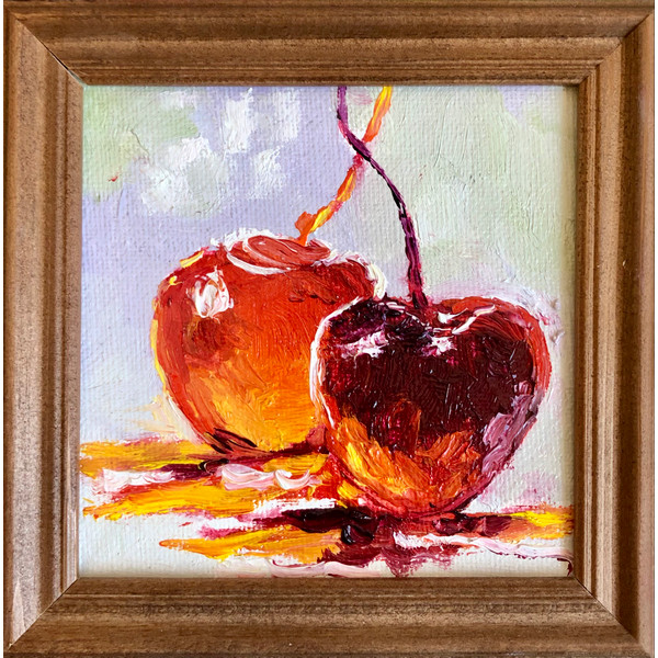 red cherries framed painting