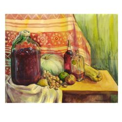 WATERCOLOR PAINTING still life Picture on the wall ORIGINAL gift hand painting