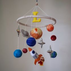 Planet baby mobile, space nursery decor, solar system crib mobile, baby shower gift, pregnancy gift, new baby gift