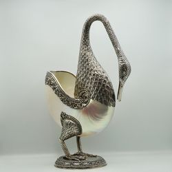 Swan Sterling Silver Vase & Shell Nautilus Scrobiculatus