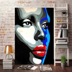 african woman black woman original art american woman wall art acrylic painting 23.6 by 16.5 by myrikart