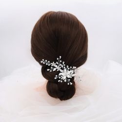 Bridal rhinestone & floral alligator hair clip