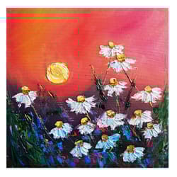 daisy painting oil flower original art artwork impasto canvas art